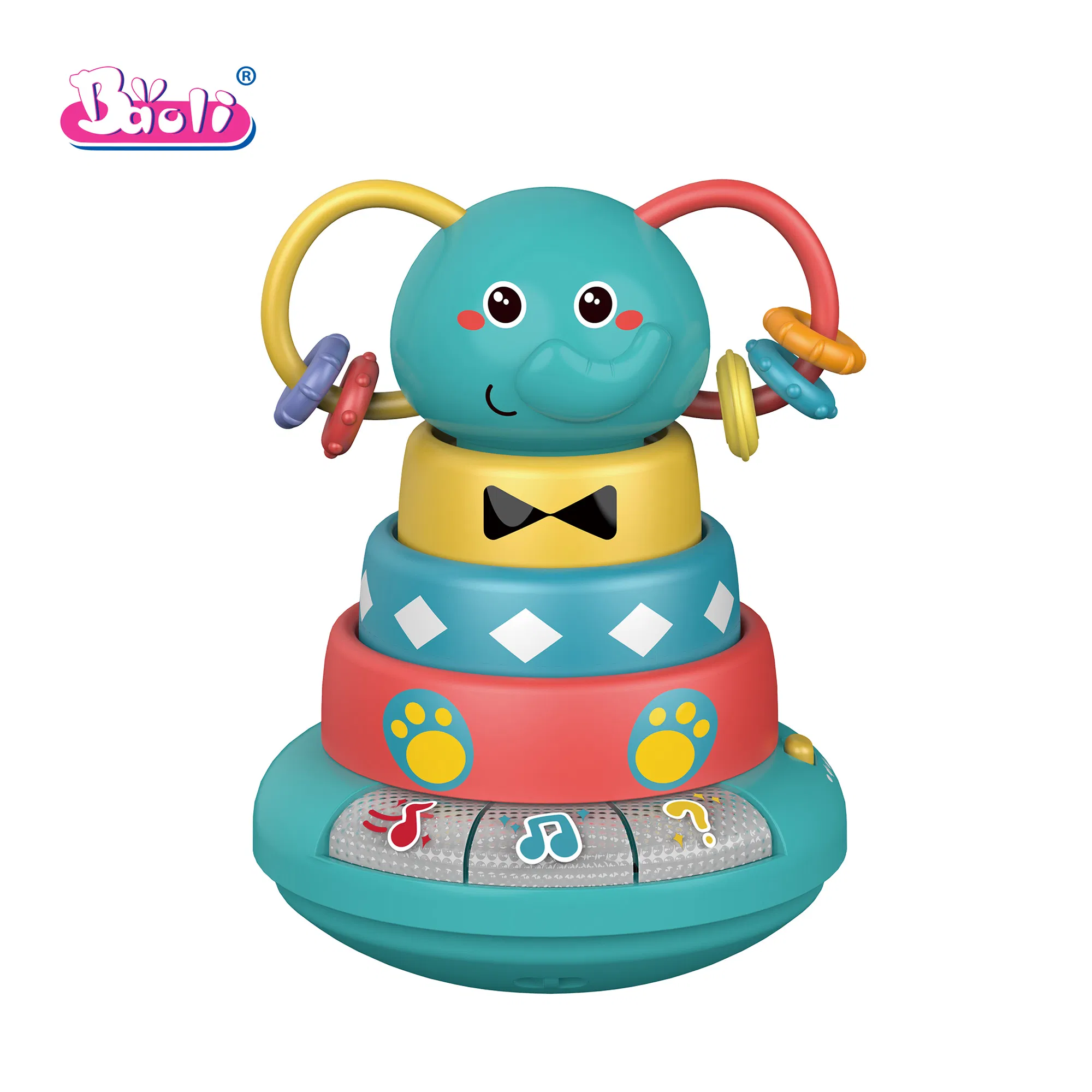 Brinquedo empilhável musical colorido para o desenvolvimento do bebê