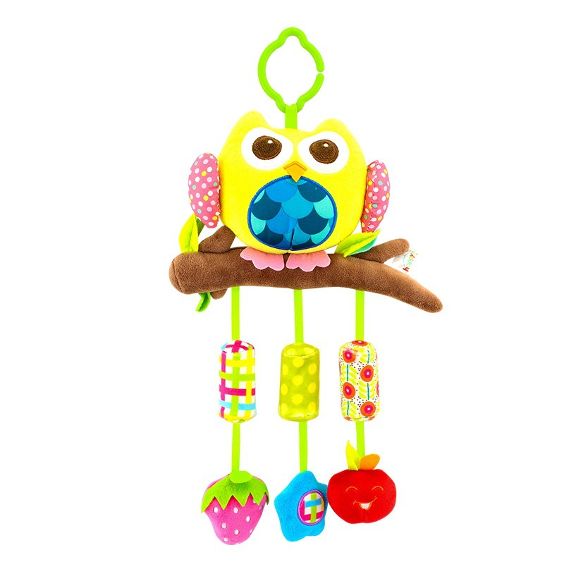 Brinquedo de pelúcia macio pendurado com chocalho, crinkle e som de guizo, anel de animal para carrinho de bebê, cama de carro, berço, brinquedo de viagem, atividade pendurada, móbile para bebês, brinquedos para meninos e meninas