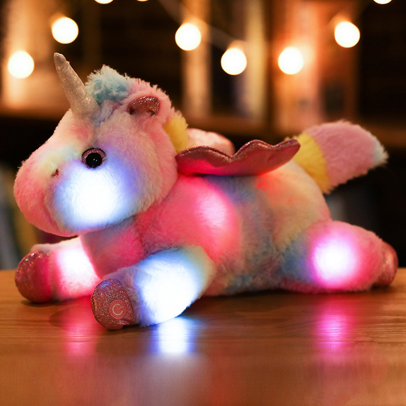 Preço de Atacado Pelúcia Personalizada Brinquedo Design Personalizado Animais Super Macios Crianças Bebês Boneco de Pelúcia Unicórnio Brinquedos Iluminados Fábrica