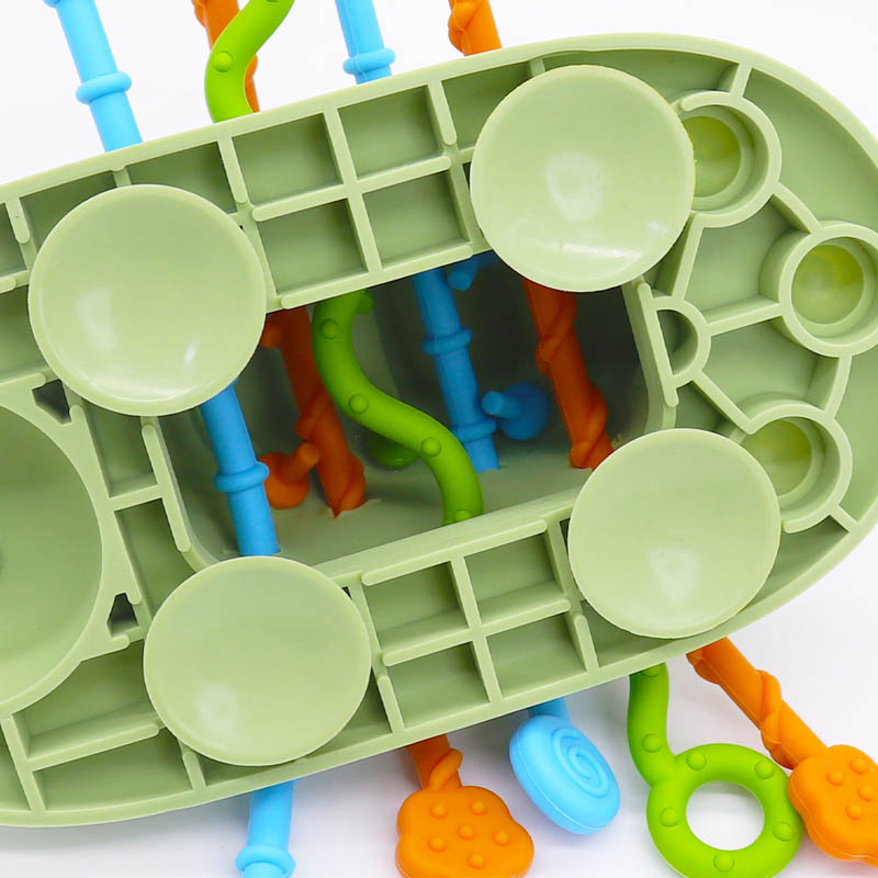 Brinquedo de puxar em silicone para bebês, brinquedo sensorial Montessori