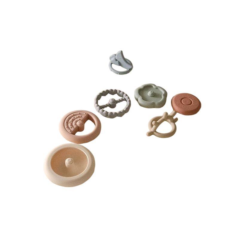 Brinquedo de empilhar de silicone ecológico para bebês, jogo sensorial, atacado