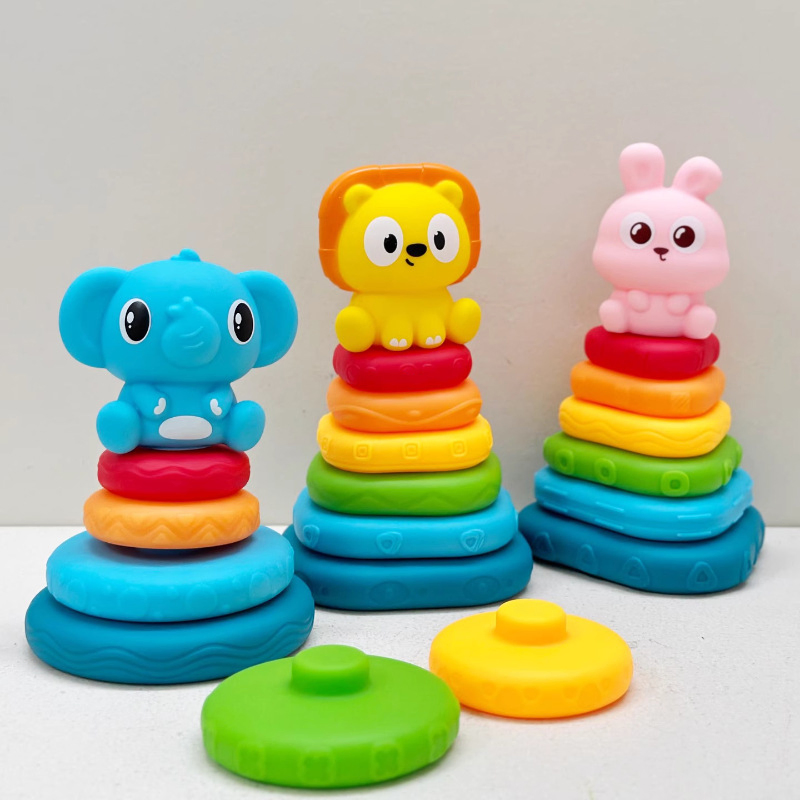 Brinquedos por Atacado AiJH Elefante Bebê Brinquedo de Empilhar Conjunto de Ferrule Empilhado Brinquedos Educativos para Desenvolvimento Sensorial das Mãos