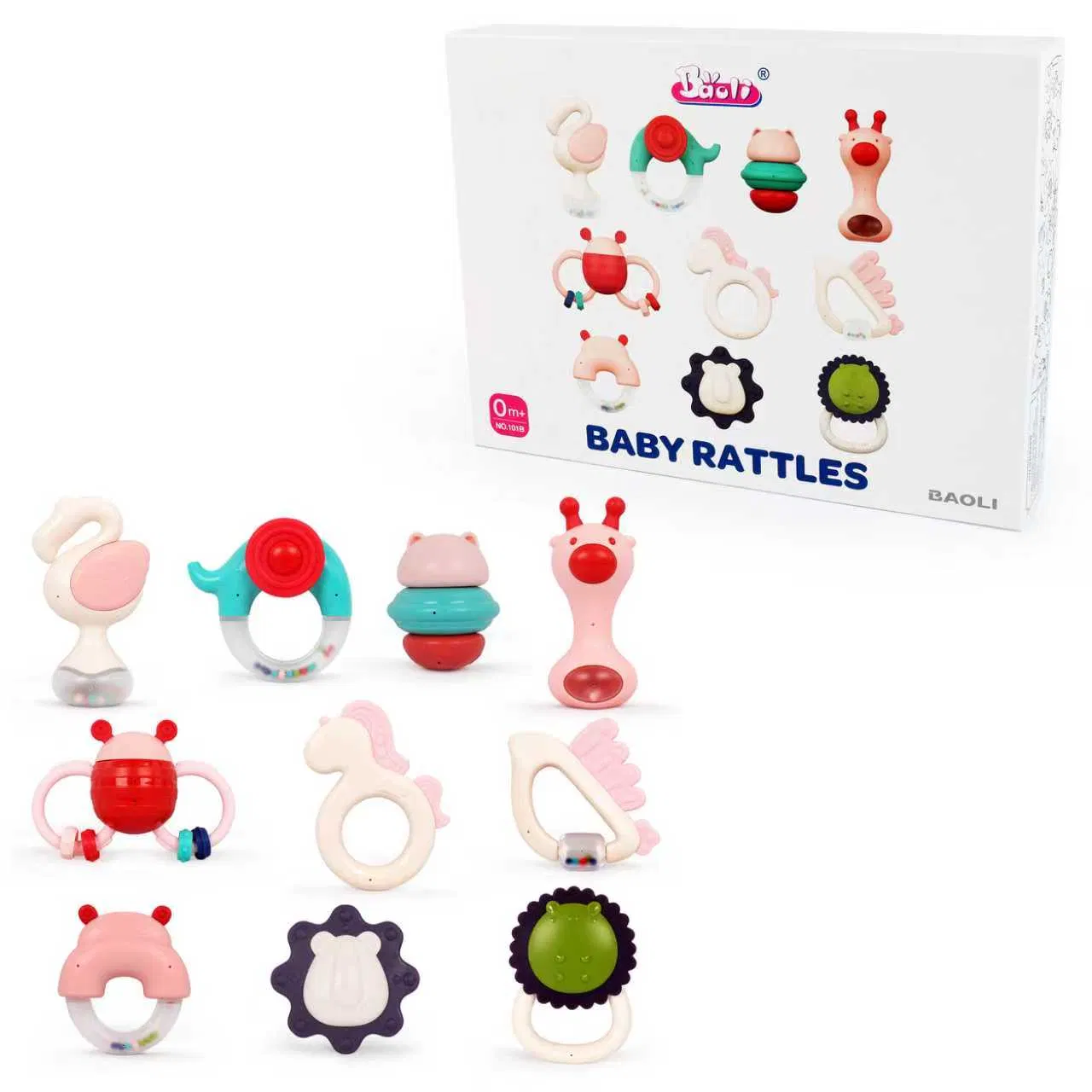 Conjunto de Mordedores de Silicone Baoli: Chocalhos em Forma de Animais para Teething Seguro