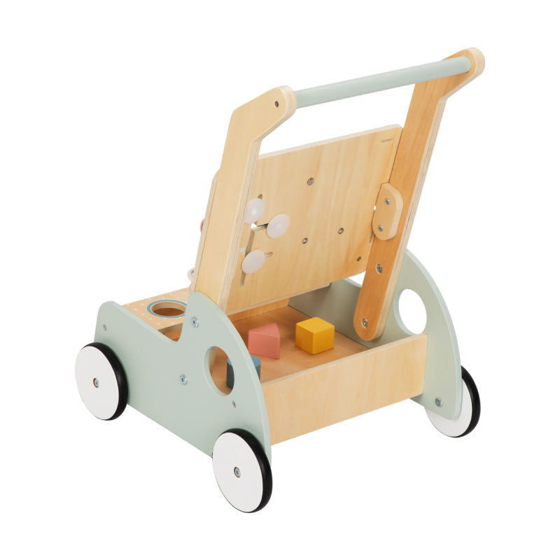 Carrinho de Aprendizagem de Madeira para Bebês Centro de Atividades Multifuncional Painel de Atividades Brinquedo para Bebê