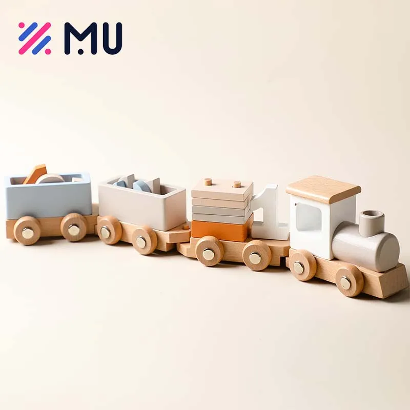 Brinquedo Educativo de Aniversário para Bebês Blocos de Números Trem de Madeira 12 PCS para Crianças