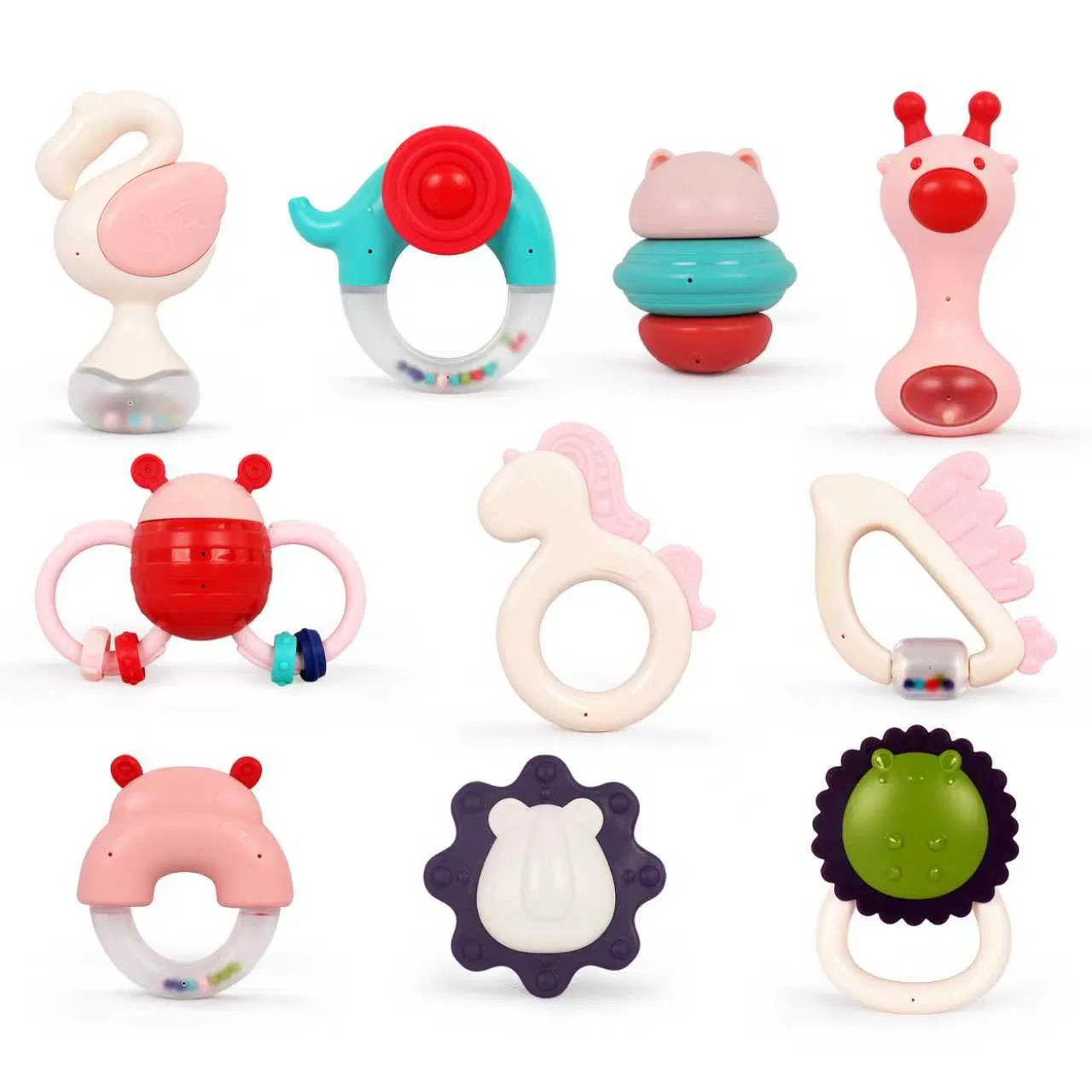 Conjunto de Mordedores de Silicone Baoli: Chocalhos em Forma de Animais para Teething Seguro