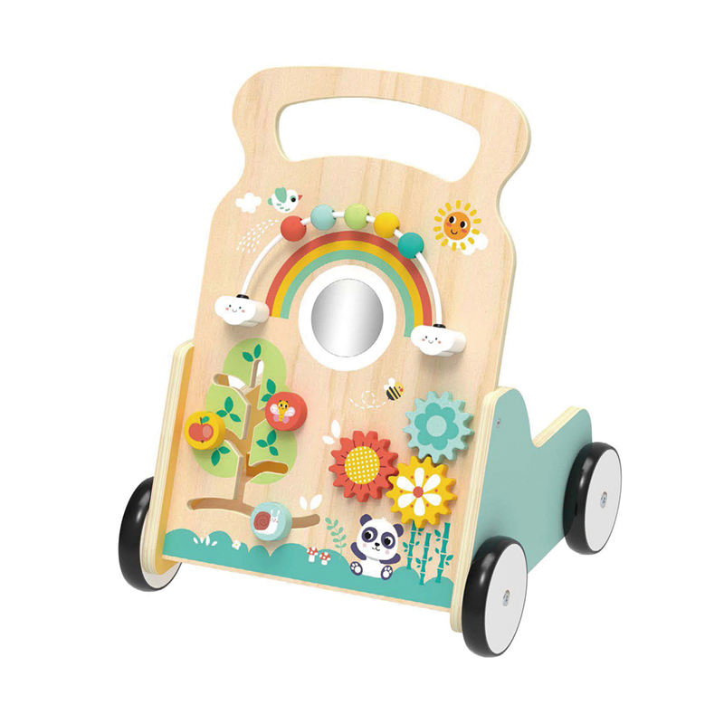 Carrinho de Bebê de Madeira Centro de Atividades Aprendizado Labirinto de Contas Carrinho de Puxar e Empurrar Brinquedo