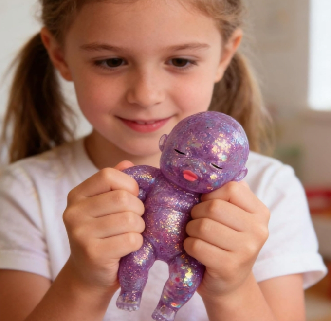 Brinquedo sensorial de glitter macio e lento para alívio do estresse para crianças