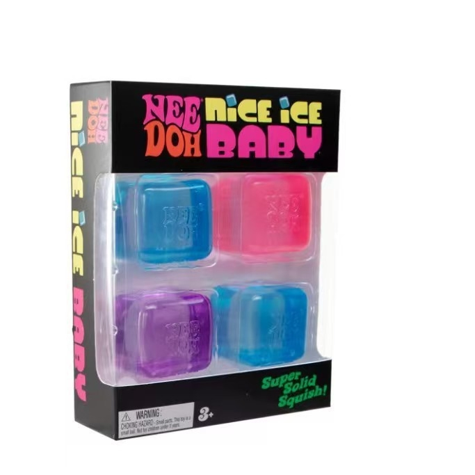 Nee Nice Ice Baby Mini Cube 4-Pack Transparente Super Sólido Squish Sensory Fidget Squeeze Brinquedo para Crianças Adultos Alívio do Estresse Caixa