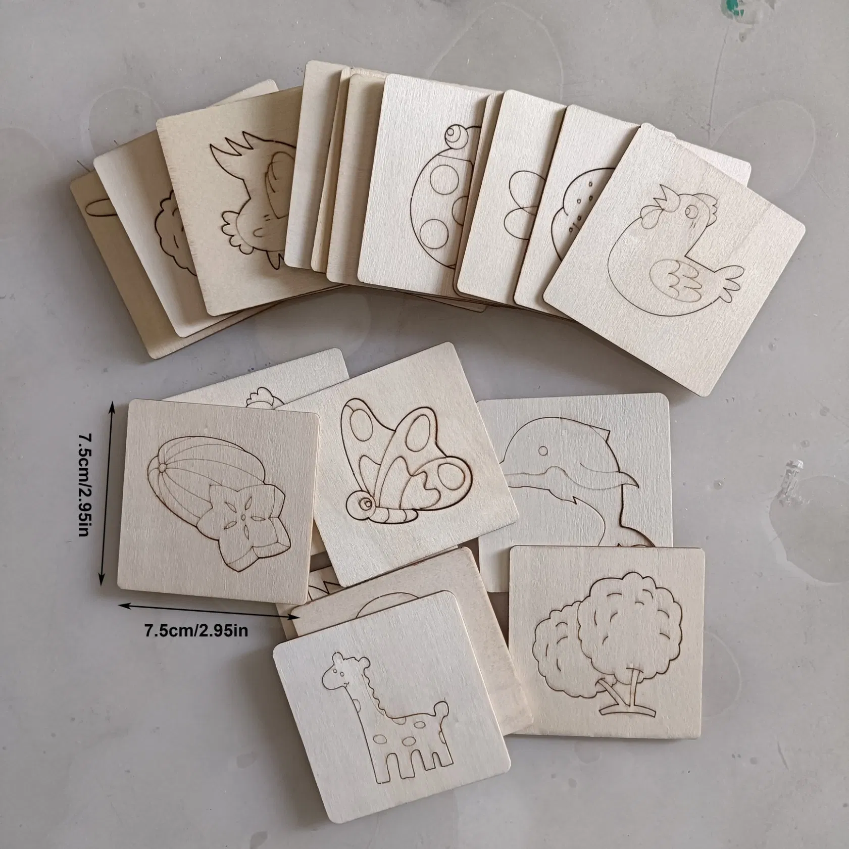 Atacado de fábrica personalizado de madeira DIY educativo brinquedo de animal carro arma trem casa avião estênceis de desenho e pintura Montessori para bebês crianças