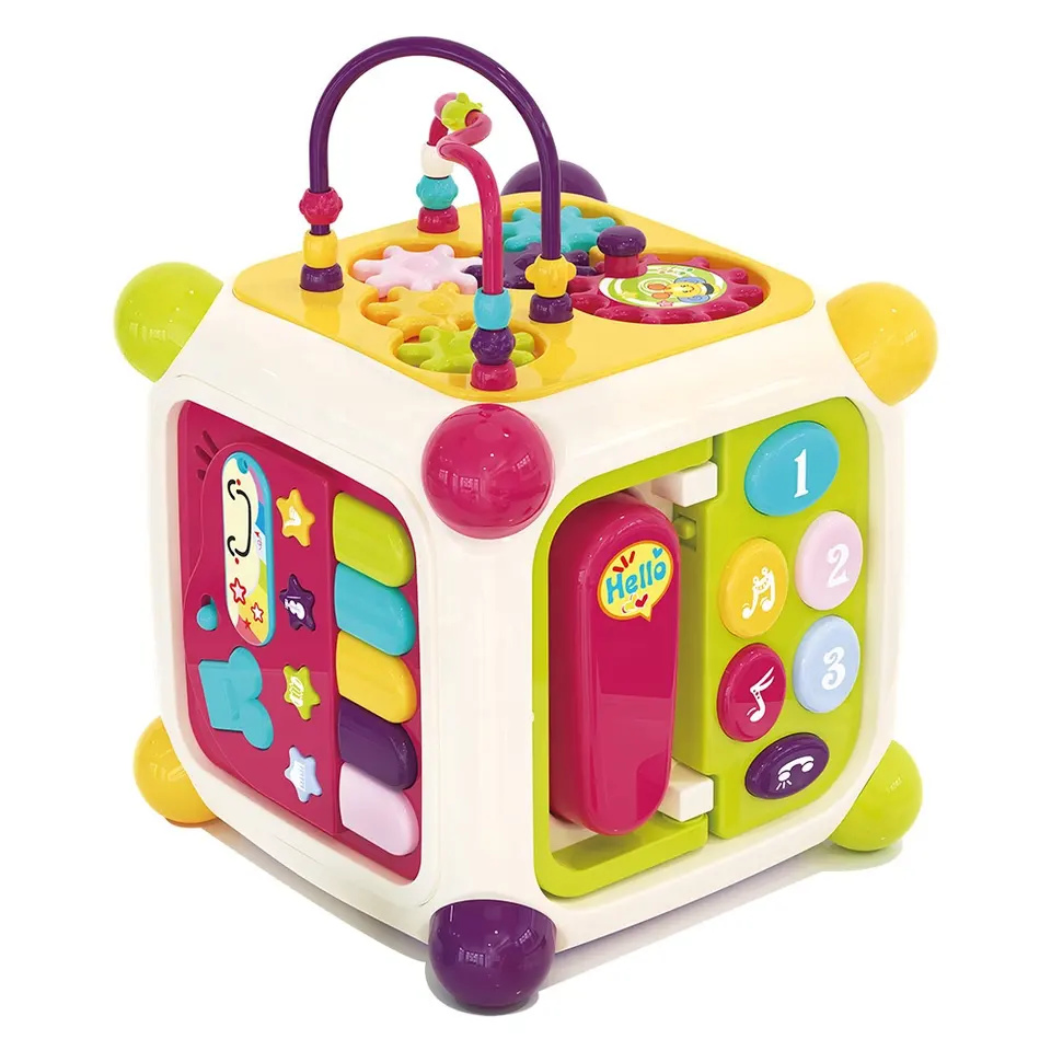 Jogo de Cubo de Atividades Musicais para Bebês com Contas, Classificador de Formas, Centro de Brincadeiras, Presentes Educativos para Aprendizagem Precoce