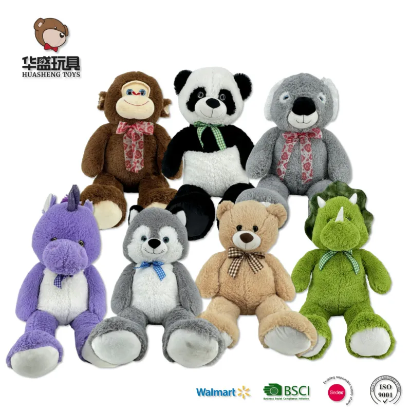 Fábrica de Animais de Pelúcia da China Atacado Personalizado 10-100cm Popular Luxuoso Macio Pet Dinossauro Panda Macaco Preguiça Gigante Urso de Pelúcia Brinquedo para Bebê