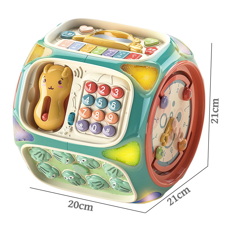 Cubo de Atividades Multifuncional para Bebês com Música e Luz, Tambor Octaedro Educacional para Bebês, Brinquedo de Aprendizado para Crianças Pequenas