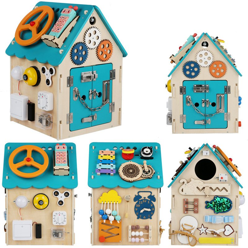 Fábrica Atacado Casa de Atividades Multifuncional de Madeira Brinquedo Educacional para Bebês e Crianças