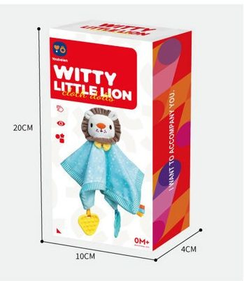 0m+ Cobertor de Conforto de Leão Bebê Macio e Plush Brinquedo Sensorial de Mordida para Bebê