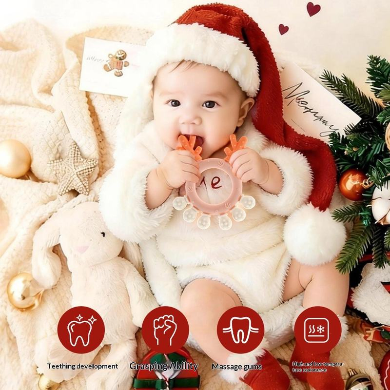 Novo Mordedor de Silicone Colorido em Forma de Alce, Esterilizável e Fervível, Brinquedo Calmante para Bebês
