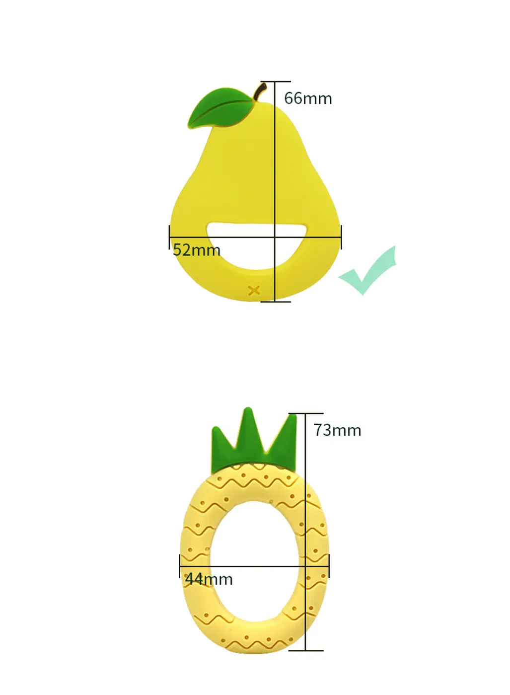 Venda de Fabricação Chupeta de Silicone Livre de BPA Brinquedo de Mastigar em Forma de Fruta Colorida