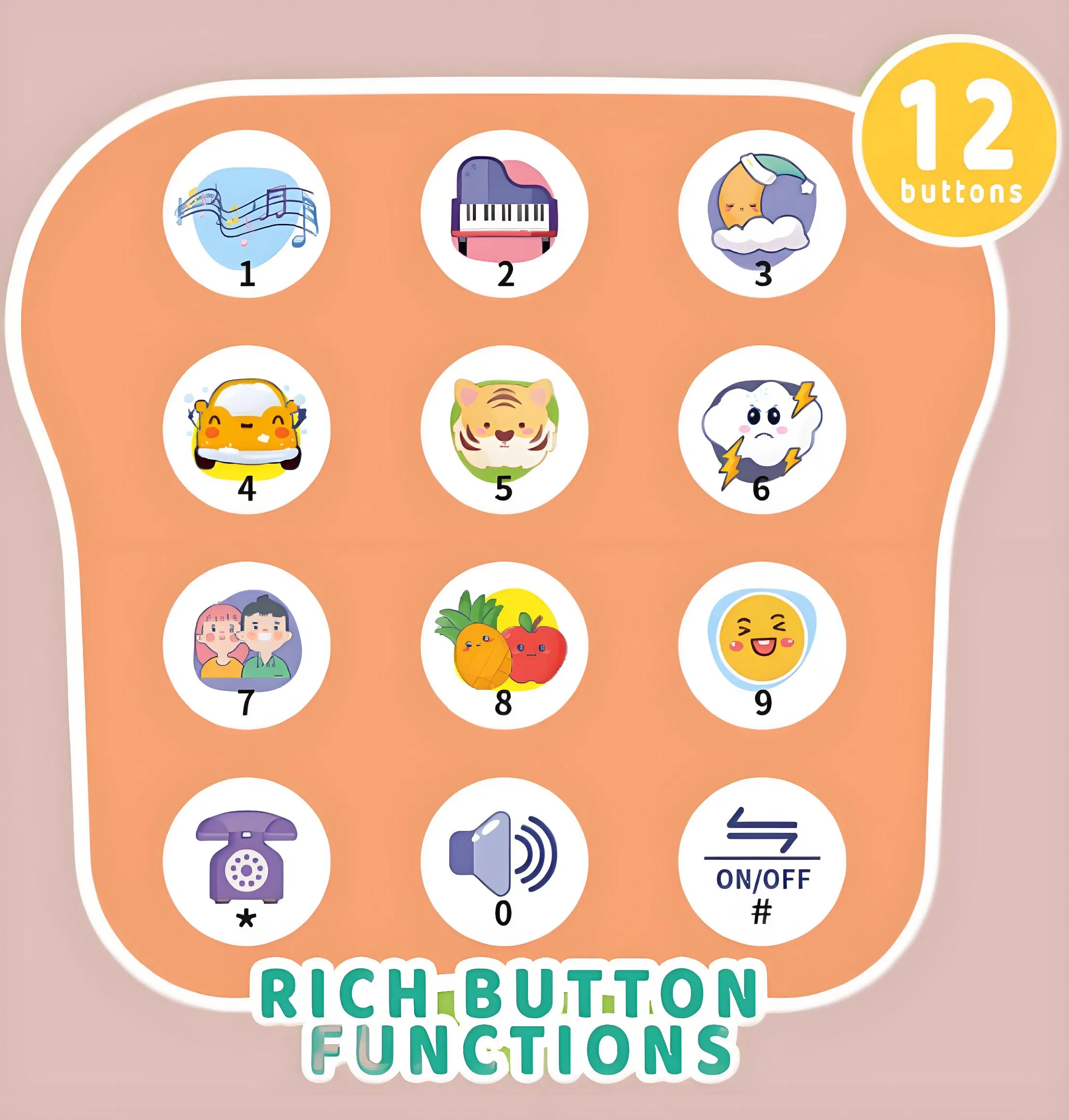 Brinquedo Educativo de Música Xinbo, Animais de Desenho Animado Coloridos, Avião de Plástico para Crianças, Jogo de Desenvolvimento, Telefone com Luz e Som para Bebês