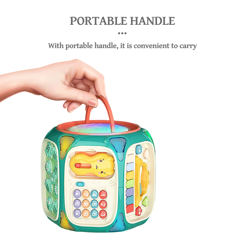 Cubo de Atividades Multifuncional para Bebês com Música e Luz, Tambor Octaedro Educacional para Bebês, Brinquedo de Aprendizado para Crianças Pequenas