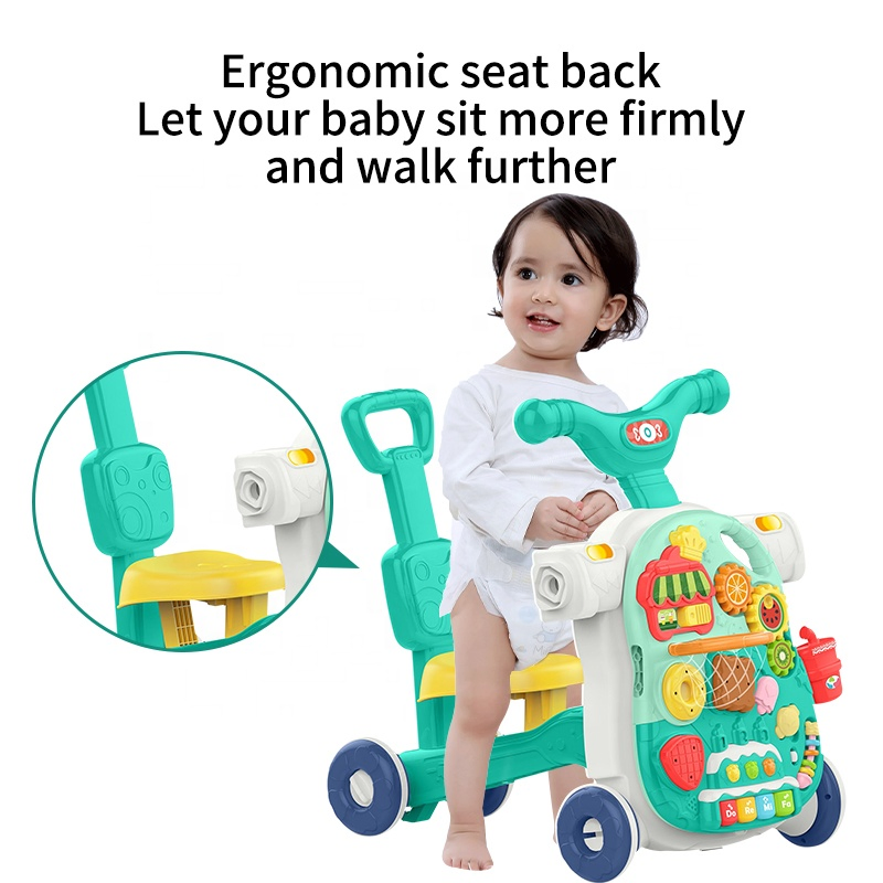 AiJH 4 em 1 Brinquedos Educativos Andadores para Bebês Sentar e Levantar com Luzes e Sons Centro de Atividades para Bebês Carrinho Andador Brinquedos para Meninos e Meninas