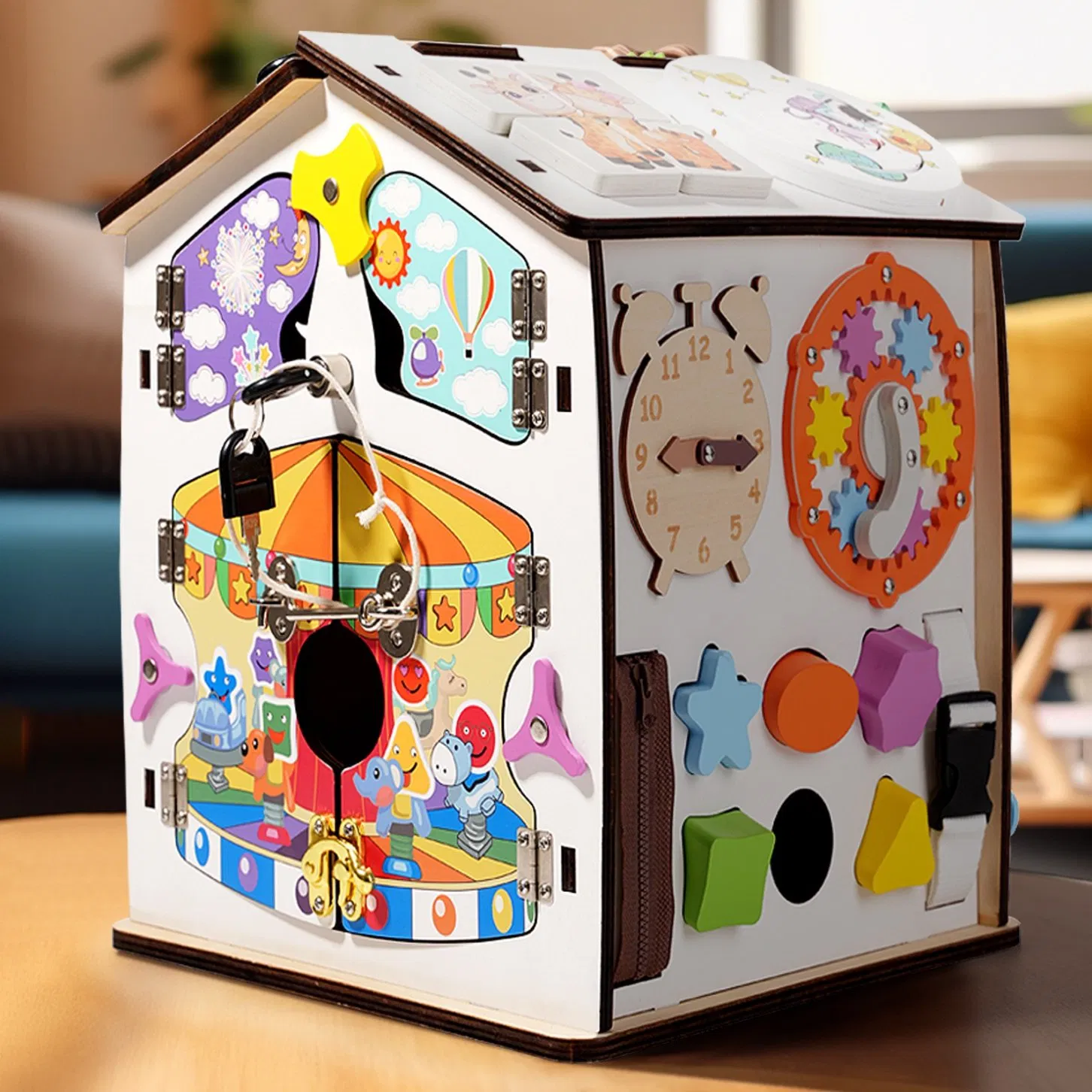 Fábrica Atacado Casa de Atividades Multifuncional de Madeira Brinquedo Educacional para Bebês e Crianças