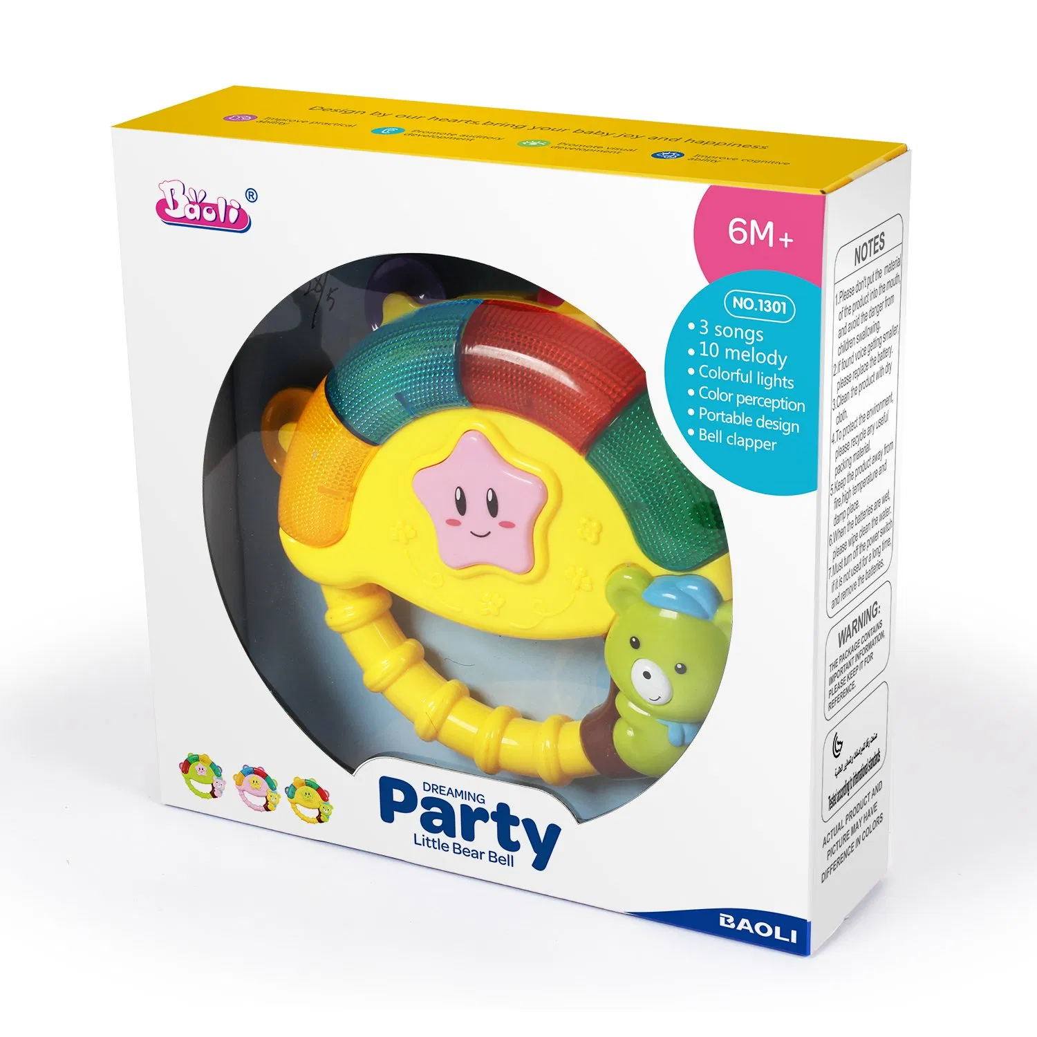 Baoli Bebê Luzes Coloridas Sons Interativo Musical Educacional Chocalho com Sino