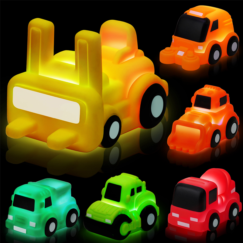 Brinquedo de banho para bebês em alta venda da Amazon, veículo de transporte em cartoon com emissão de luz, brinquedo para bebês