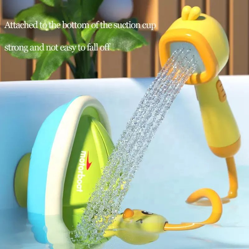 Brinquedo de piscina elétrico em forma de pato engraçado com spray rotativo, brinquedo de banho de bolhas para bebês com chuveiro