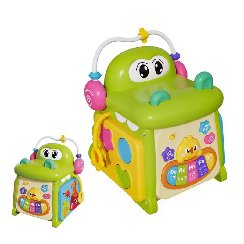 Brinquedos Educativos Iniciais Cubo de Atividades Multifuncional Brinquedo de Poliedro de Bebê Cocodrilo