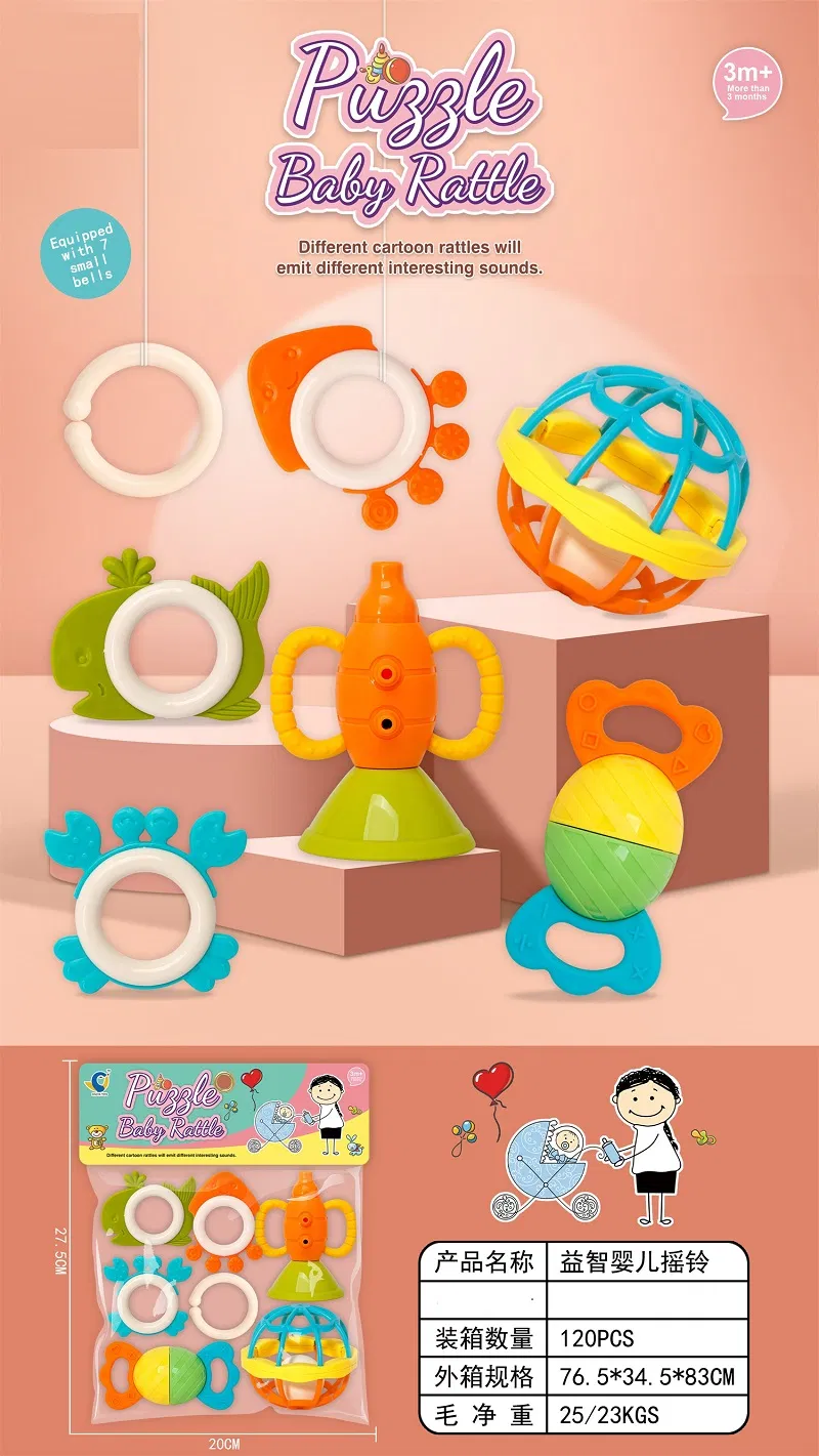 Chocalho de Conforto para Bebê de 0-1 Ano, Quebra-Cabeça Chocalho para Educação Infantil, Conjunto de Chocalhos para Bebê