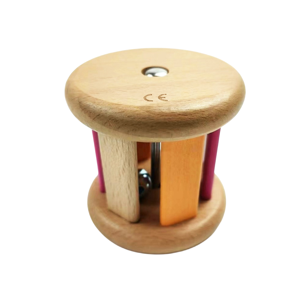 Brinquedo de Madeira Montessori Chocalho Rolante Sino Brinquedos Musicais para Bebês Desenvolvimento Intelectual Chocalho Educacional