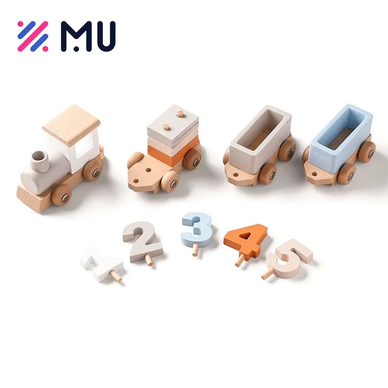Brinquedo Educativo de Aniversário para Bebês Blocos de Números Trem de Madeira 12 PCS para Crianças