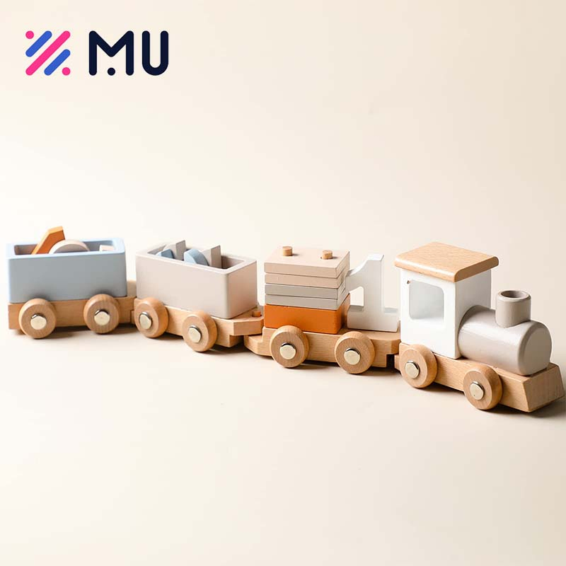 Brinquedo Educativo de Aniversário para Bebês Blocos de Números Trem de Madeira 12 PCS para Crianças