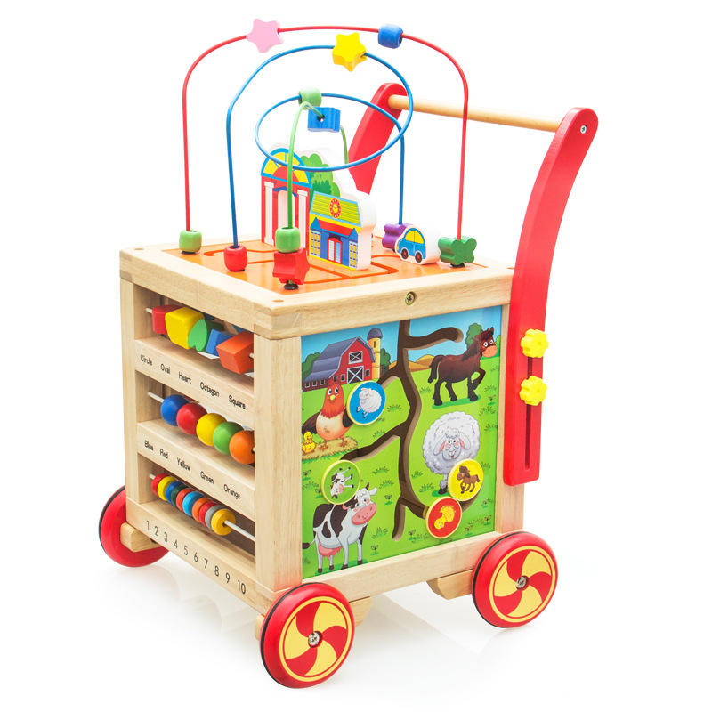 Brinquedos de Bebê de Madeira Montessori, Brinquedo de Labirinto de Contas, Brinquedo de Reconhecimento de Formas, Relógio de Desenho Animado, Aprendizado para Crianças, Educação Infantil, Brinquedos de Matemática