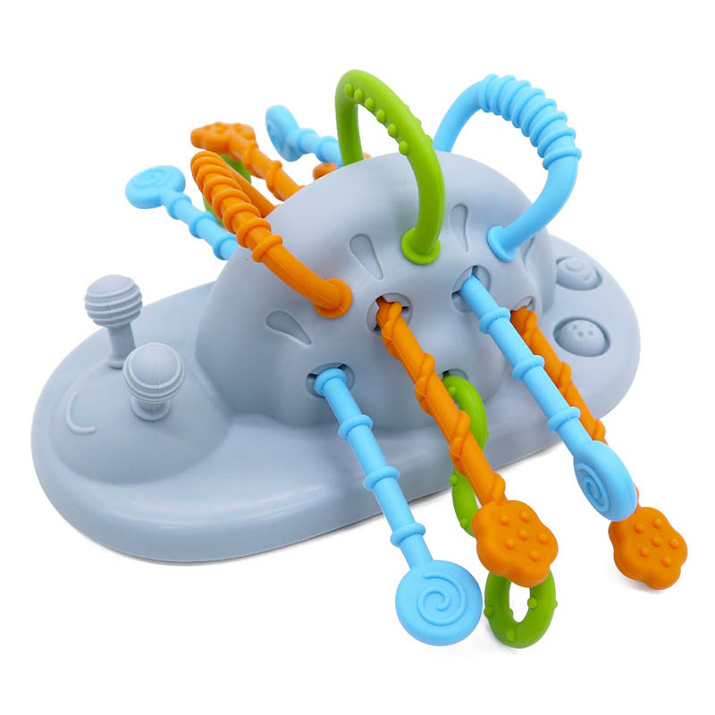 Brinquedo de puxar em silicone para bebês, brinquedo sensorial Montessori