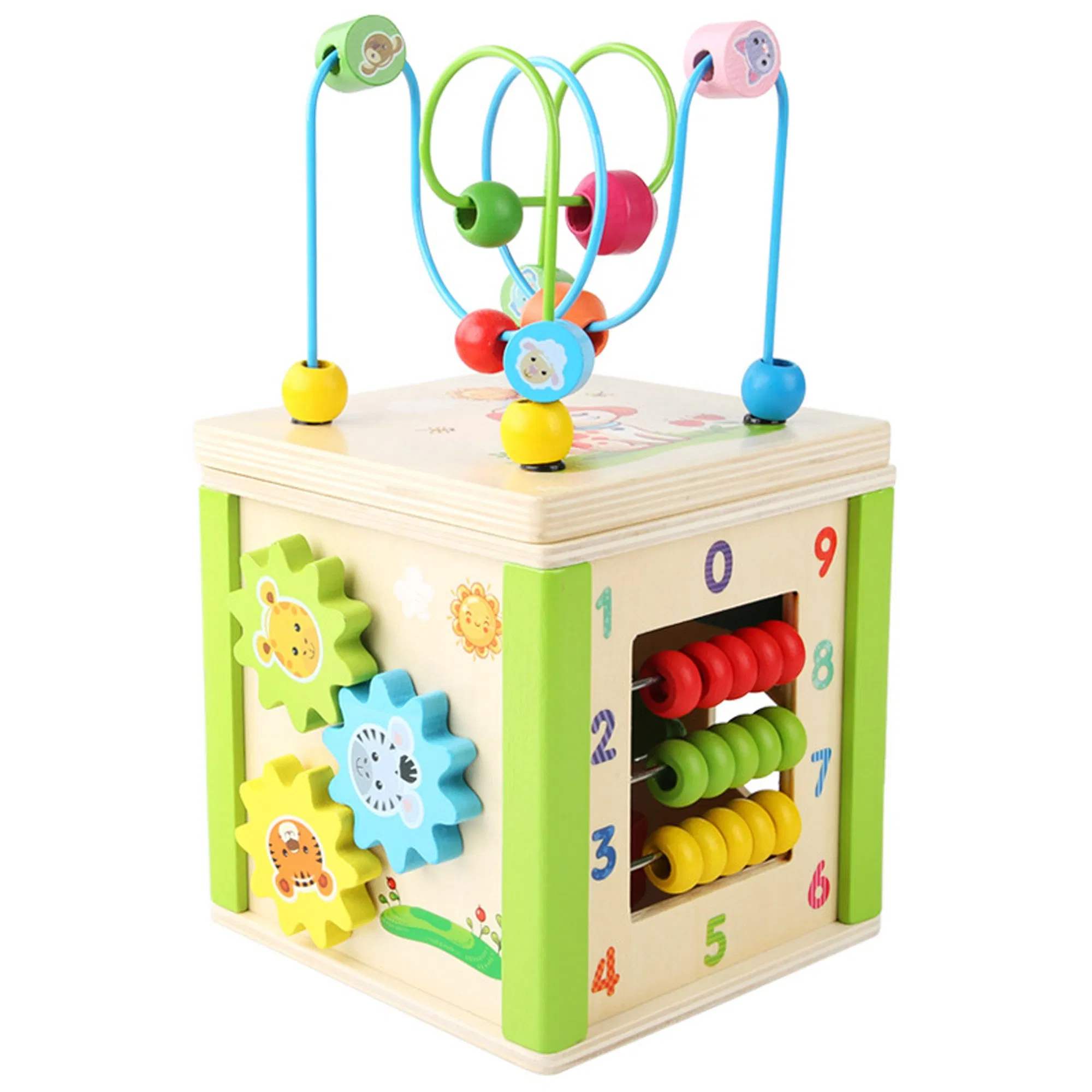 Cubo de Atividades de Madeira para Crianças, Conjunto de Presentes para Meninos, Brinquedo Educativo de Aprendizado para Bebês em Desenvolvimento
