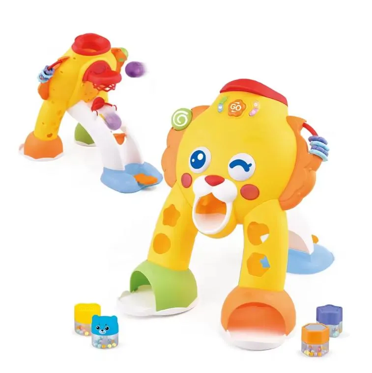 Leão de desenho animado jogando bola brinquedos de desenvolvimento infantil com música e luz