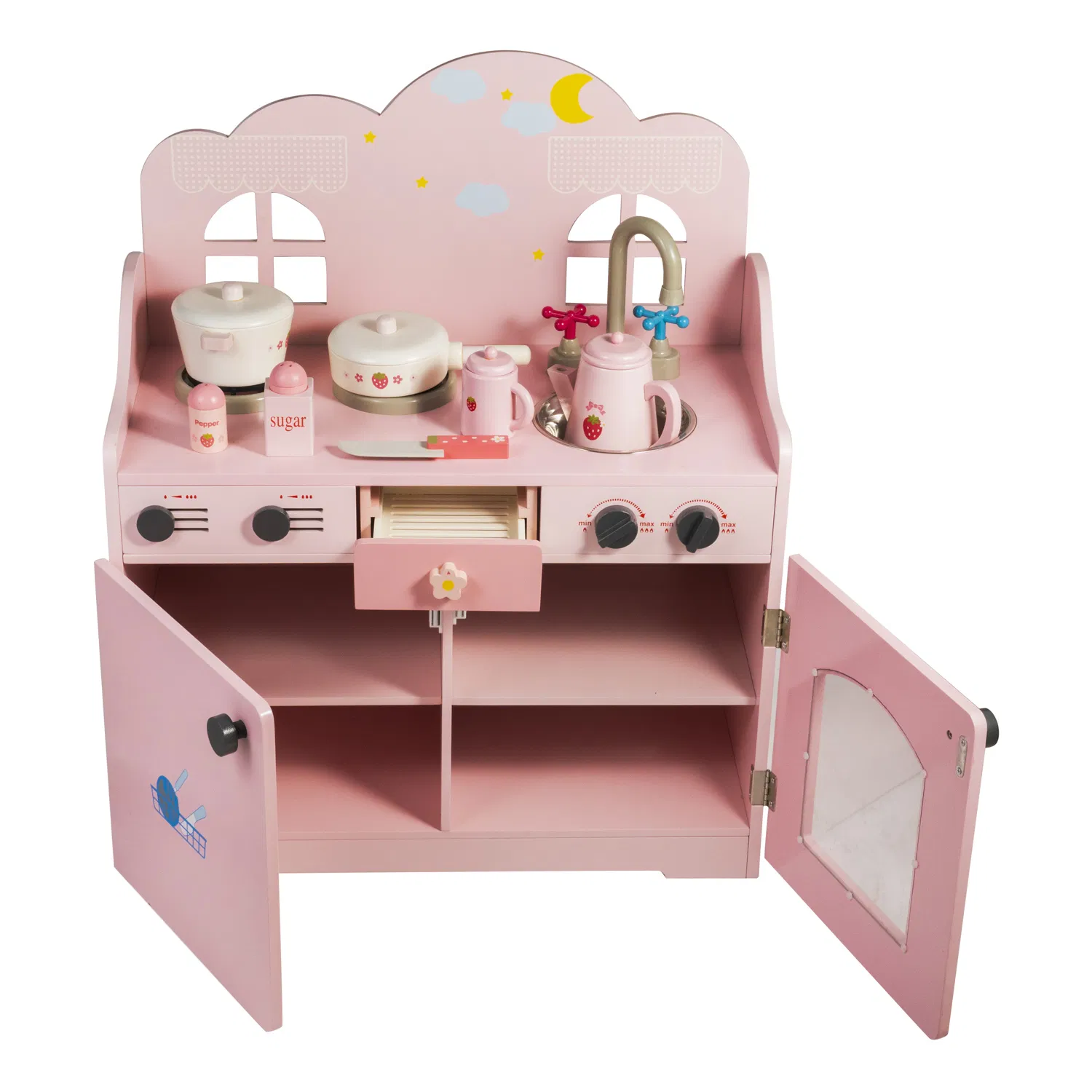 Conjunto de Cozinha de Madeira para Bebês Meninas Estrela Rosa para Crianças