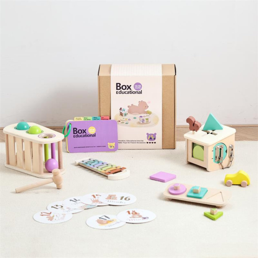 Conjunto de Brinquedos de Madeira Ecológicos para Bebês, Seguro para Dentição e Exploração