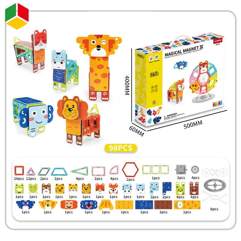 Brinquedos Magnéticos Educacionais para Crianças QS Kids Brinquedo de Promoção Presente para Bebês Brinquedos de Animais em Desenho Animado DIY 35 PCS Montar Blocos de Construção Magnéticos