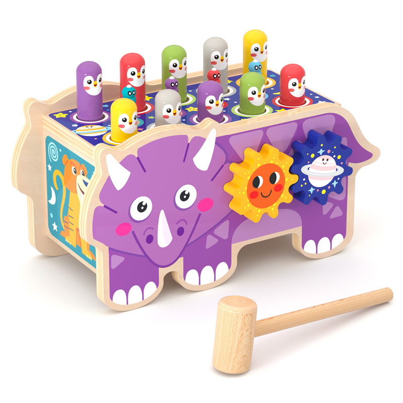 Atividade de Desenvolvimento Infantil Mamutes Bate-Peixe Xilofone de Madeira Martelo Bancada de Martelar Brinquedos Musicais