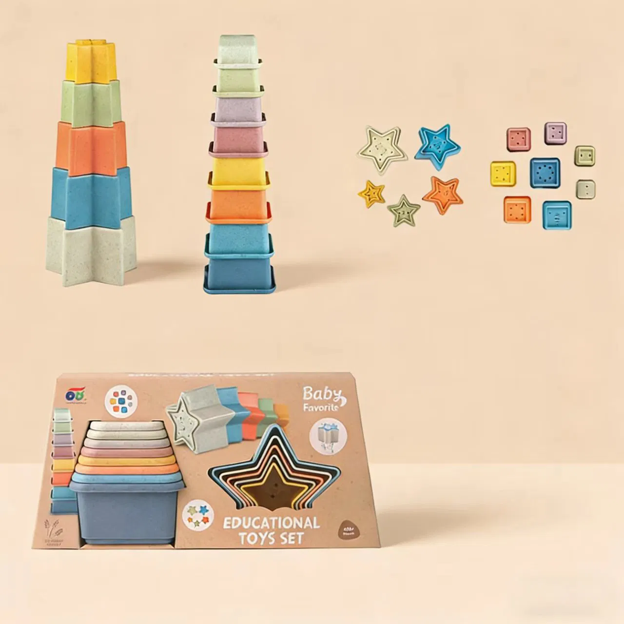 Conjunto de Cubos Empilháveis de Silicone Seguro para Bebês e Brinquedos Sensoriais de Animais, Brinquedo Educativo para Banho e Praia para 0-3 Anos