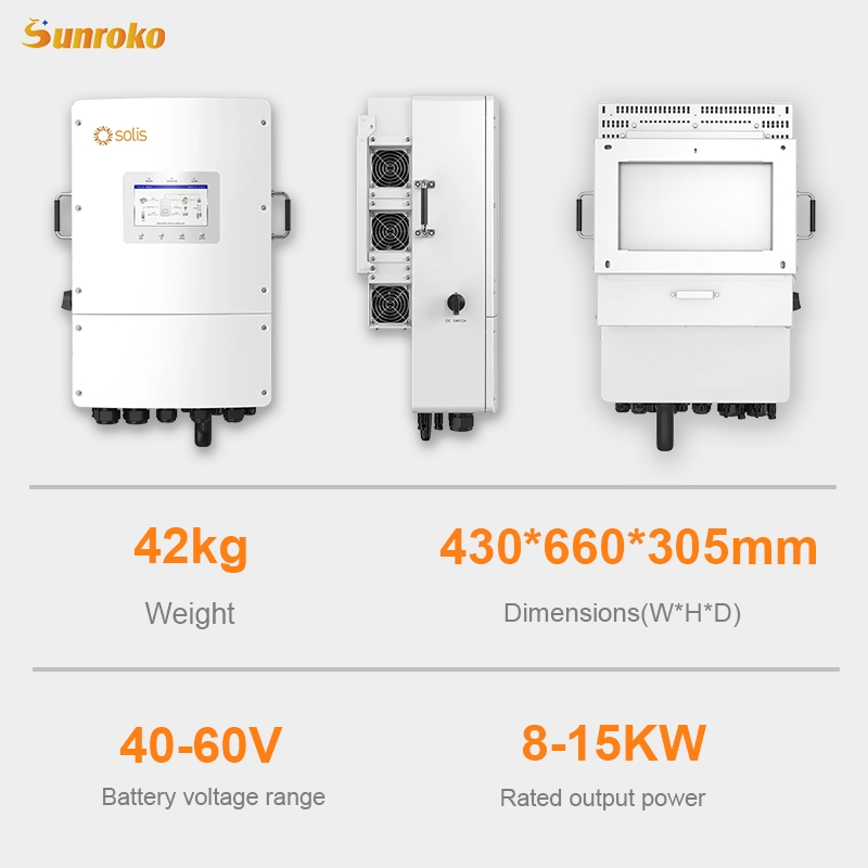 Solis DC to AC Power Inverter Hybrid 8000W 8kw 10kw 10kVA 15kw Three Phase Hybrid Power Solar Inverter