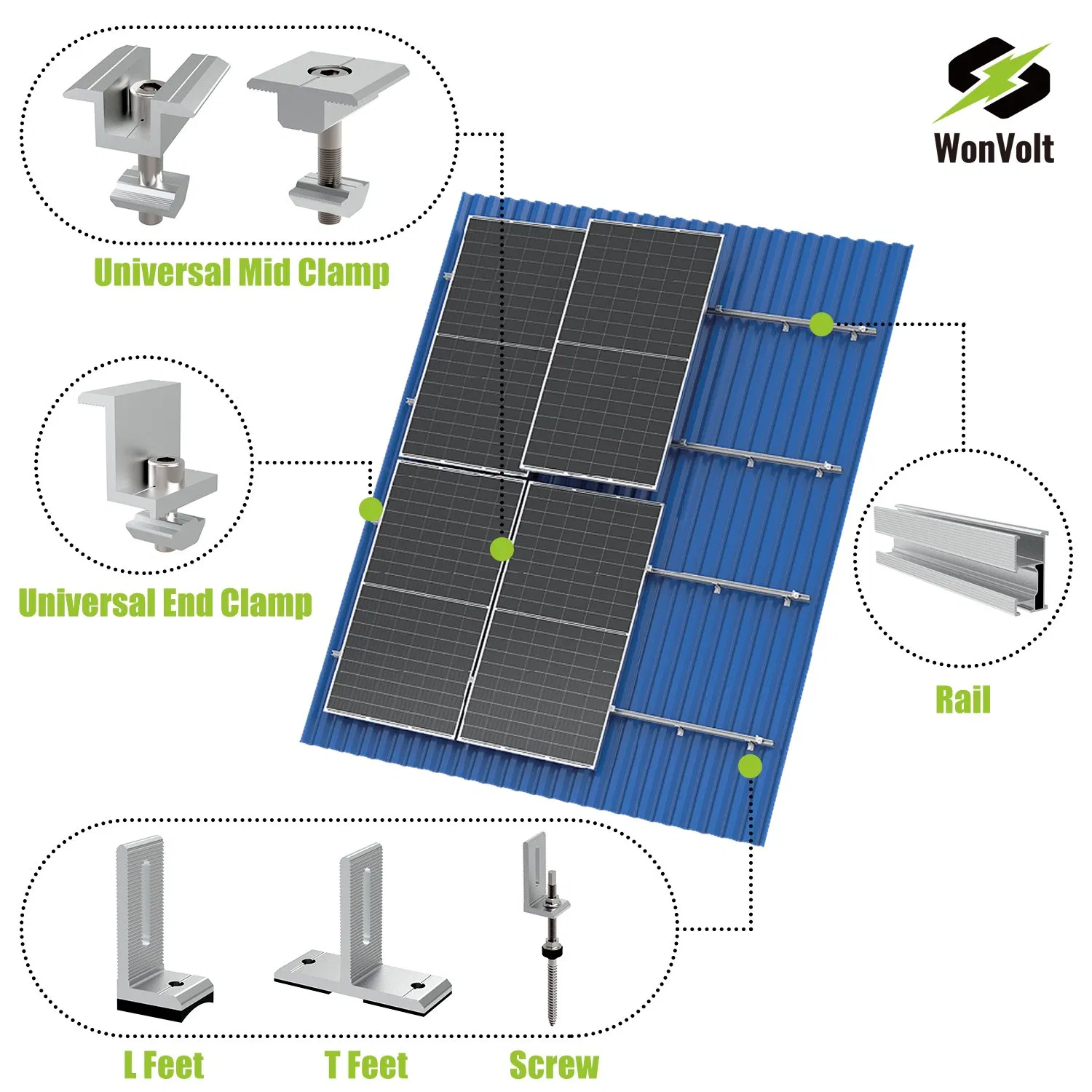 Wonvolt 48V Home Solar Kit 5kw 10kw 15kw 20kw Stand Alone off Grid Solar System Enery Storage System