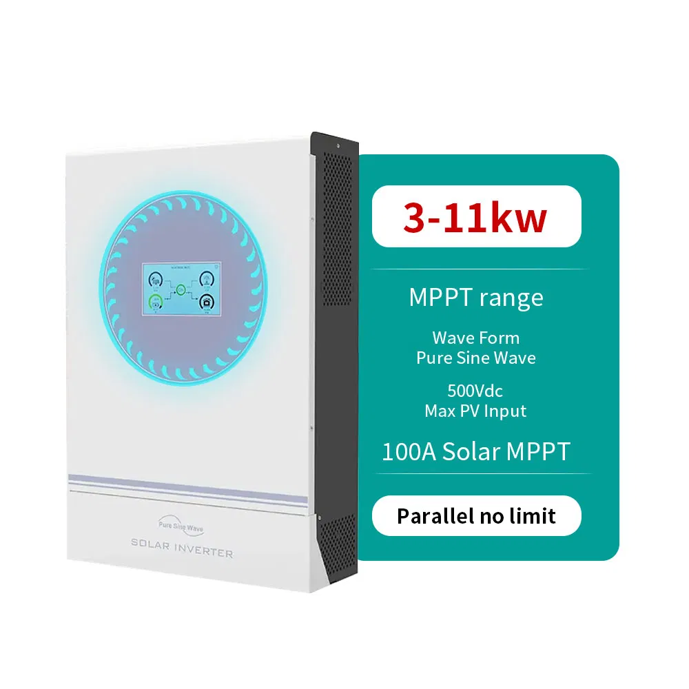 Superior Touch-Screen Hybrid Solar Inverter 5kw-11kw for Villas and Industry