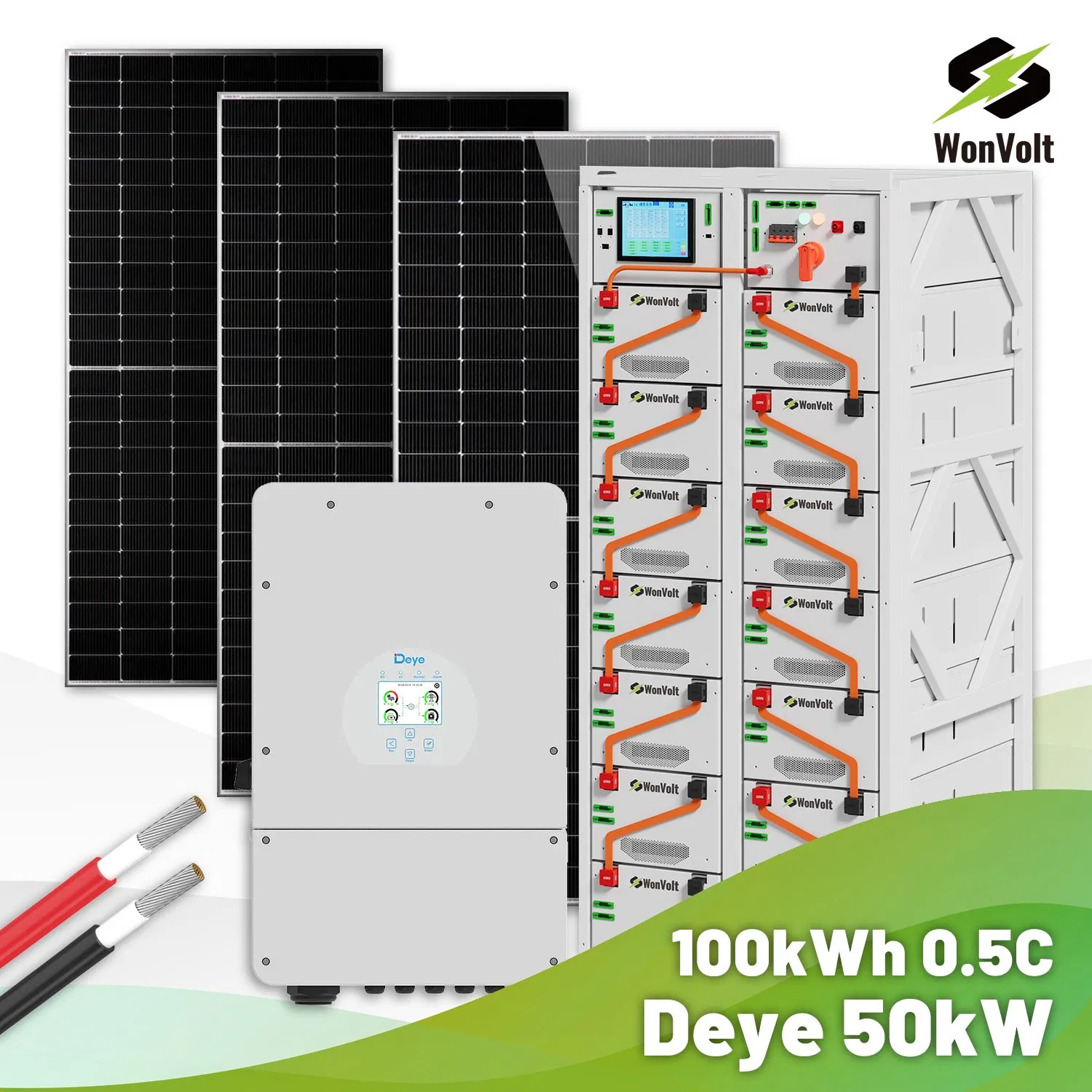 Deye 60kw 70kw 80kw Inverter 50kw Solar Battery Storage System for off-Grid and Backup Power Solutions with 100kwh 120kwh 160kwh Lithium Ion Battery