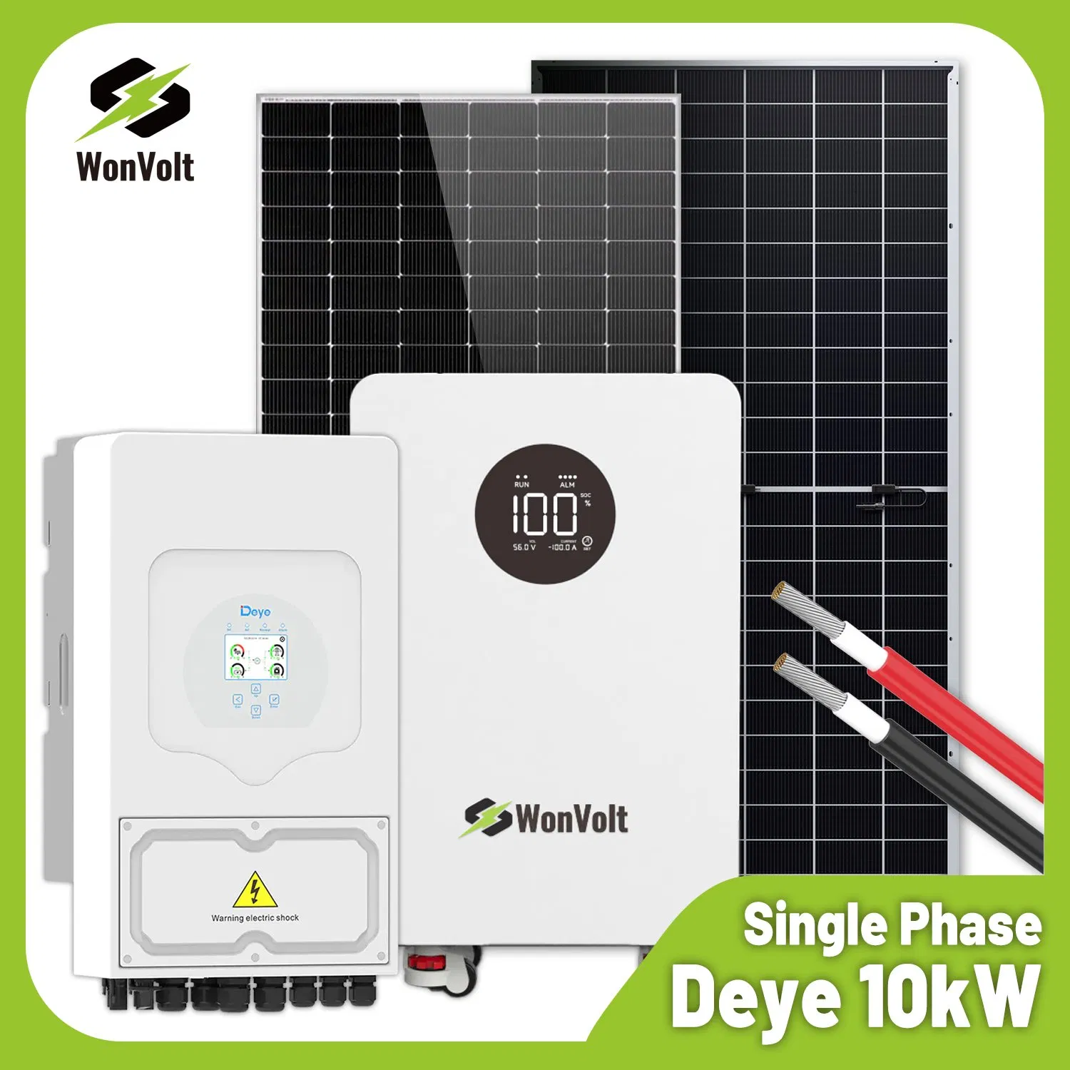 Wonvolt Residential Energy Storage System 7kw 8kw 10kw Home Solar Power System with 10 Kwh 15kwh Battery