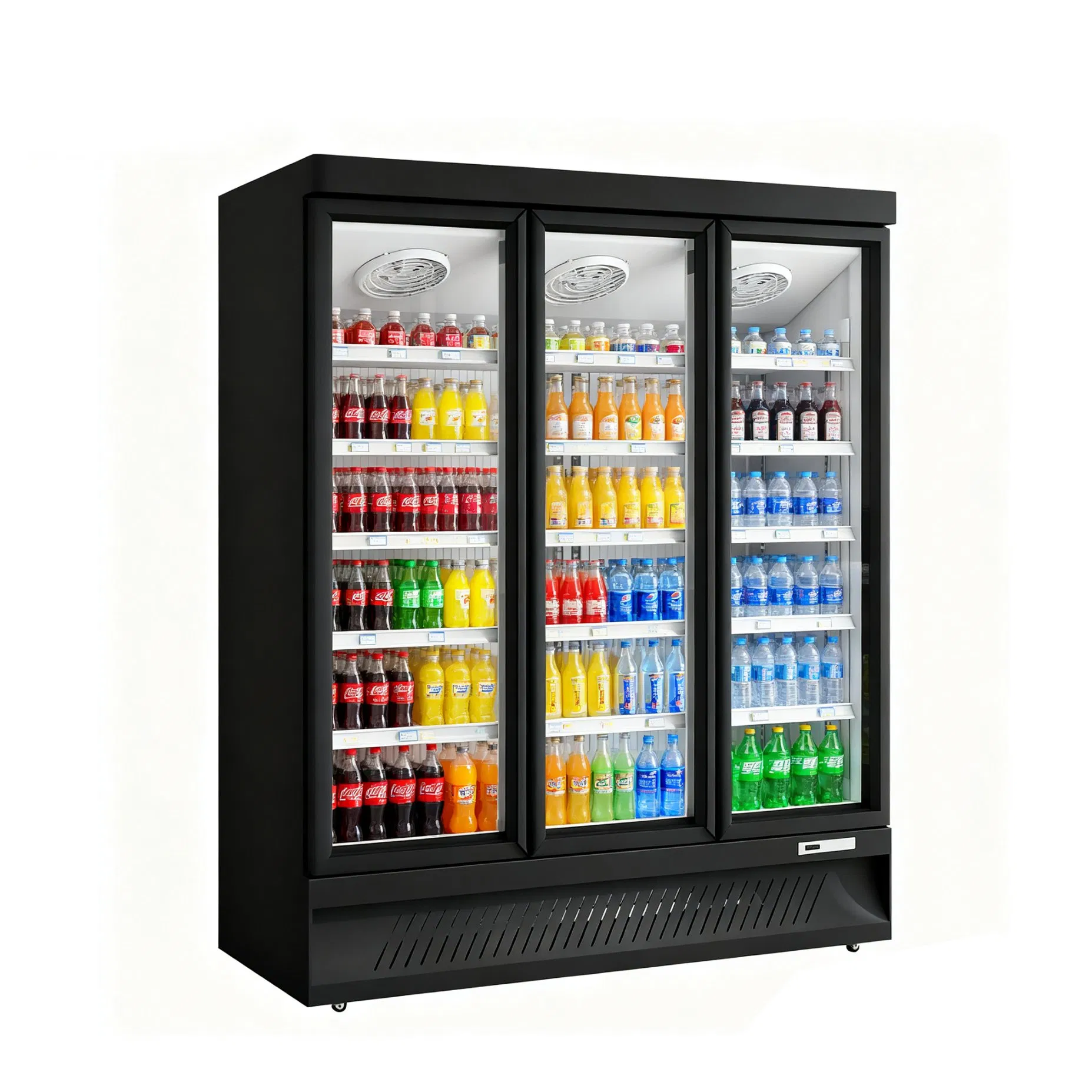 Commercial Supermarket Vertical Classic Double Glass Door Coke Cooling Drink Display Refrigerator Freezer