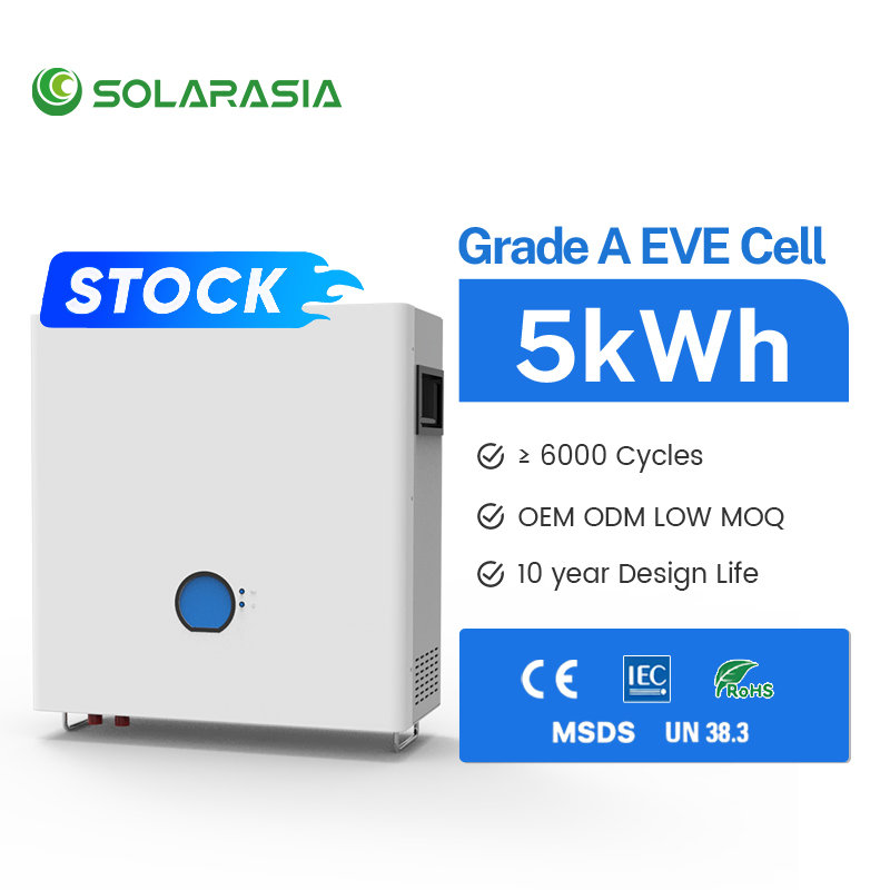 Power Supply Solarasia Low Voltage 51.2V Wall Mounted Lithium Battery Pack Solar Battery with BMS for off Grid Energy Storage System