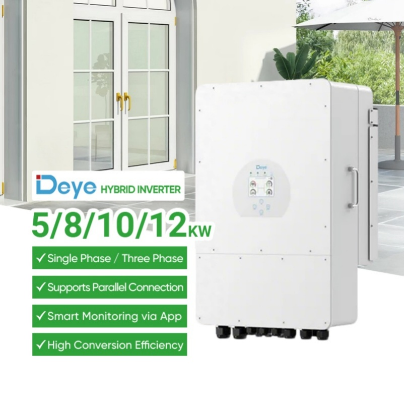 Deye Sun-5/6/8/10/12K Hybrid Solar Inverter 5-12kw Single Phase Three Phase Low Voltage 48V IP65 Waterproof High Power Smart Cooling for Residential PV